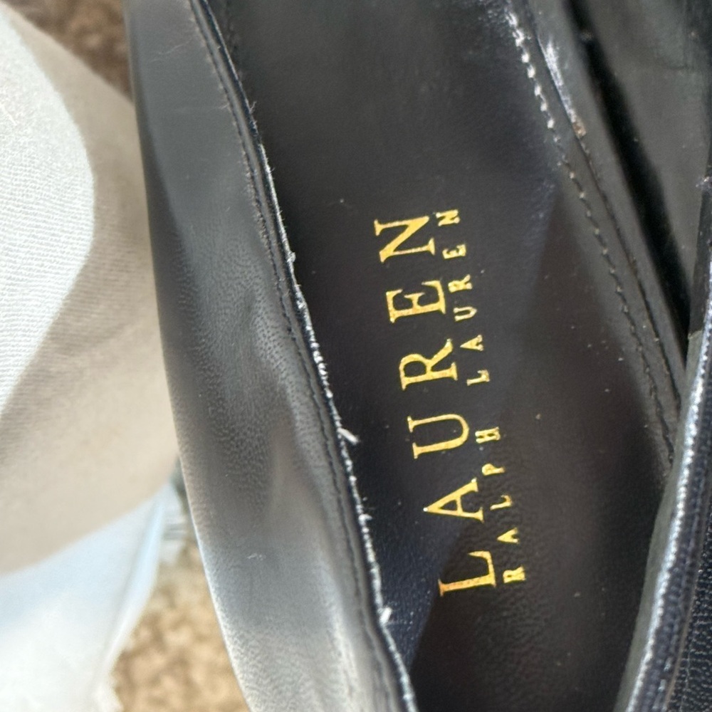 Ralph Lauren Black Patent Platform Block Heels - Picture 2 of 11